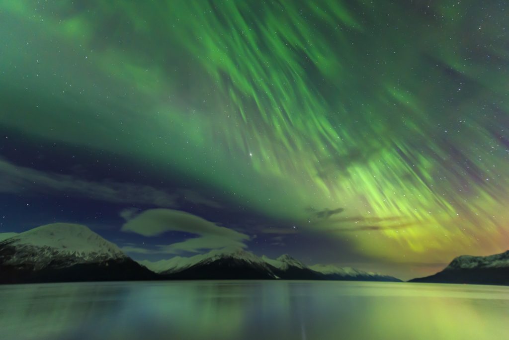 Alaskan landscape with Northern Lights